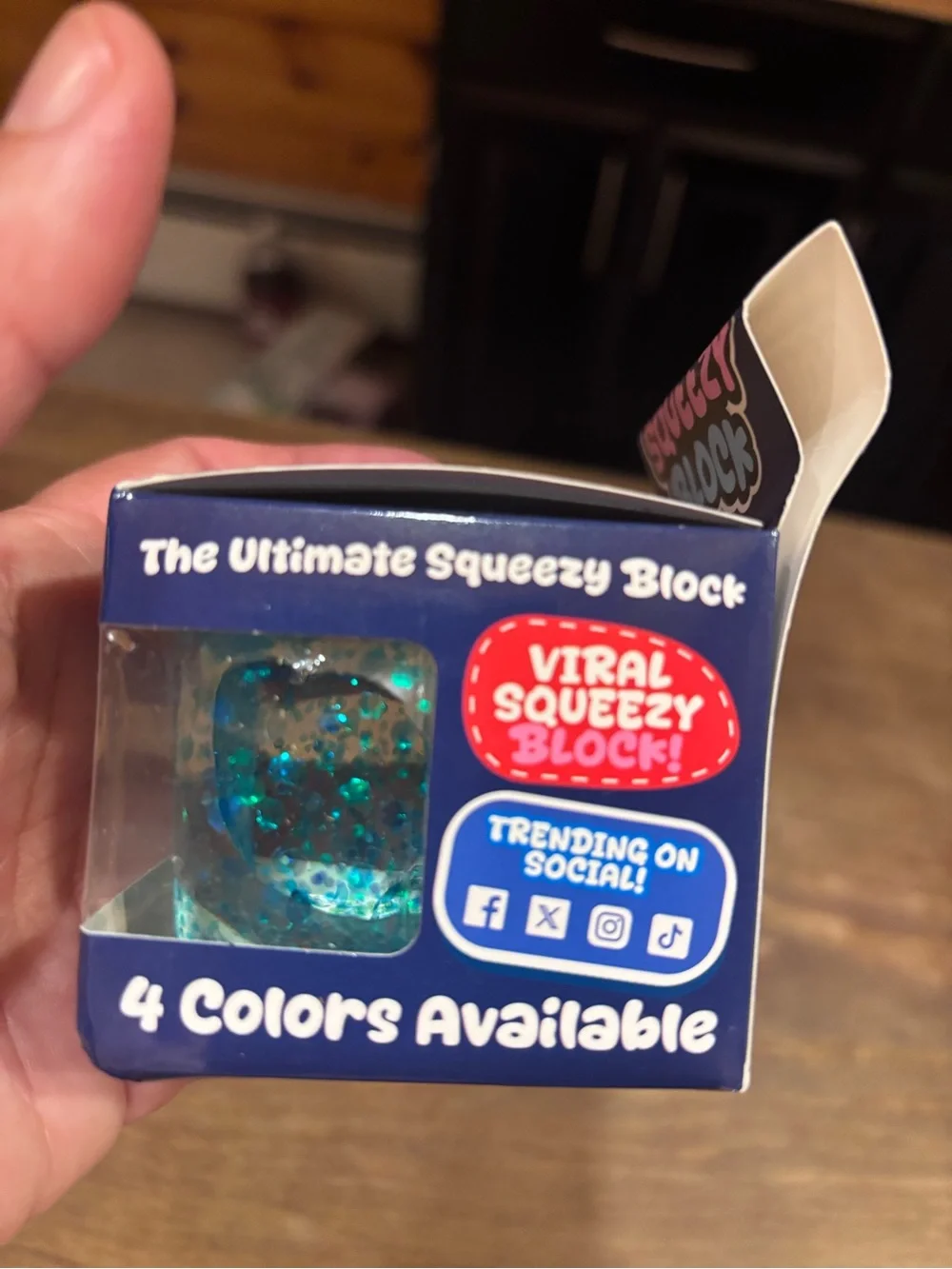 Squeezy Block Glitter Stress Toy - Teal Blue